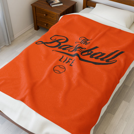 Velveteen Plush Blanket_Orange with Black Print