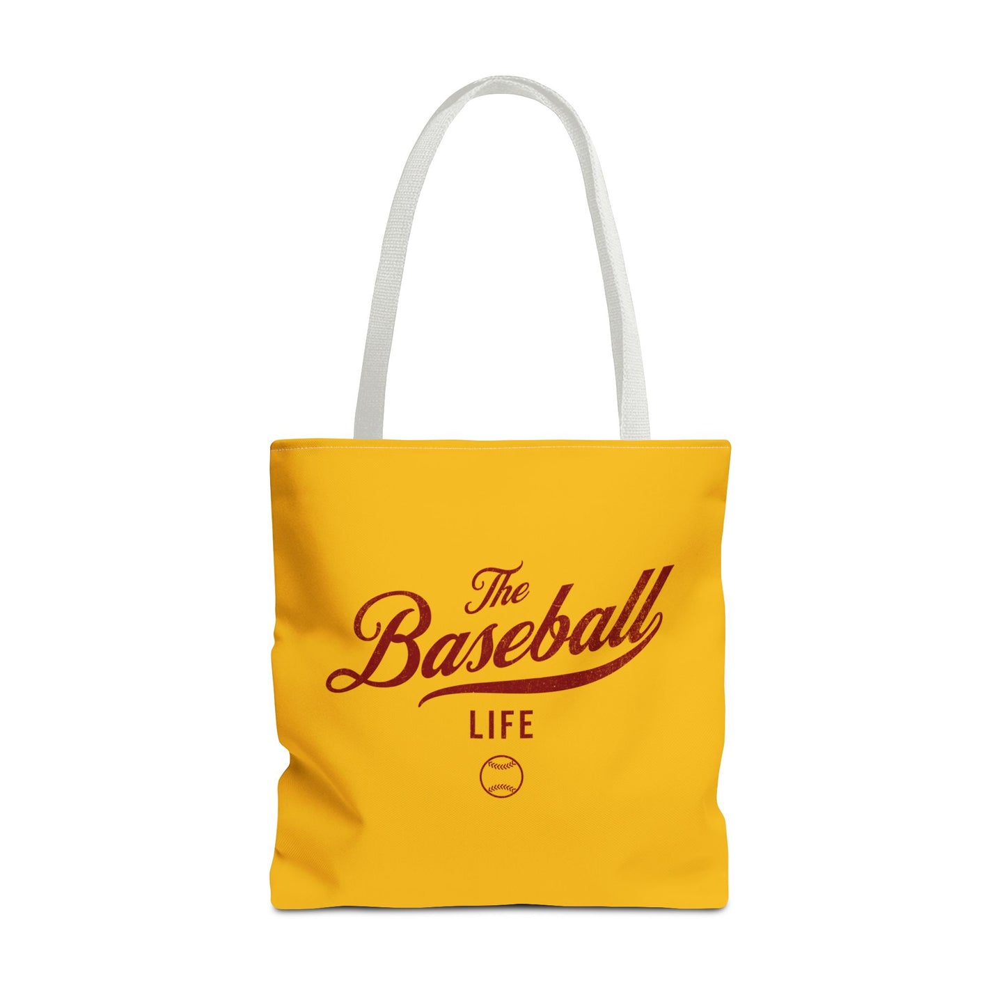 The Baseball Life Tote Bag_Yellow Gold w Maroon Print