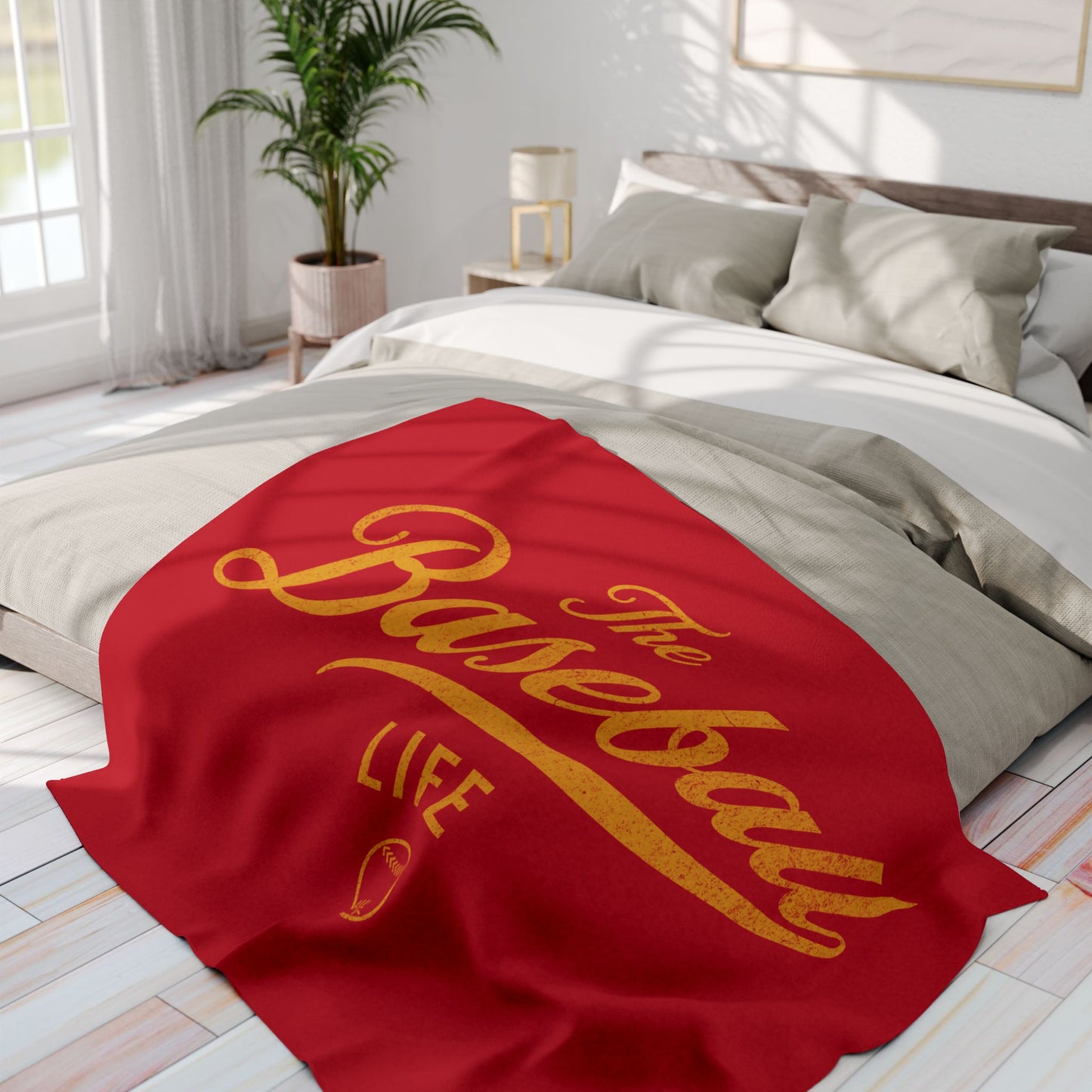 Fleece Blanket_Red w Yellow Gold Print