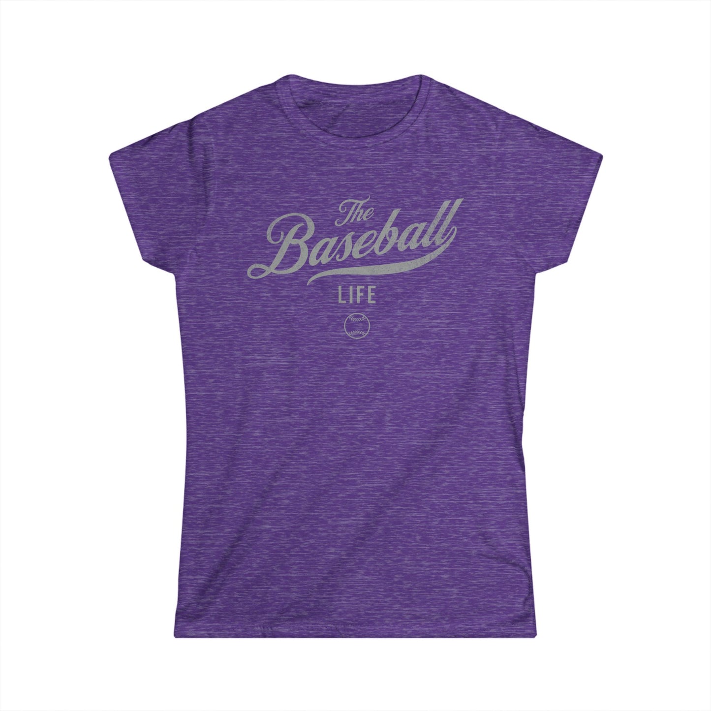 The Baseball Life Classic Script Tee_Women's_Silver Gray Print