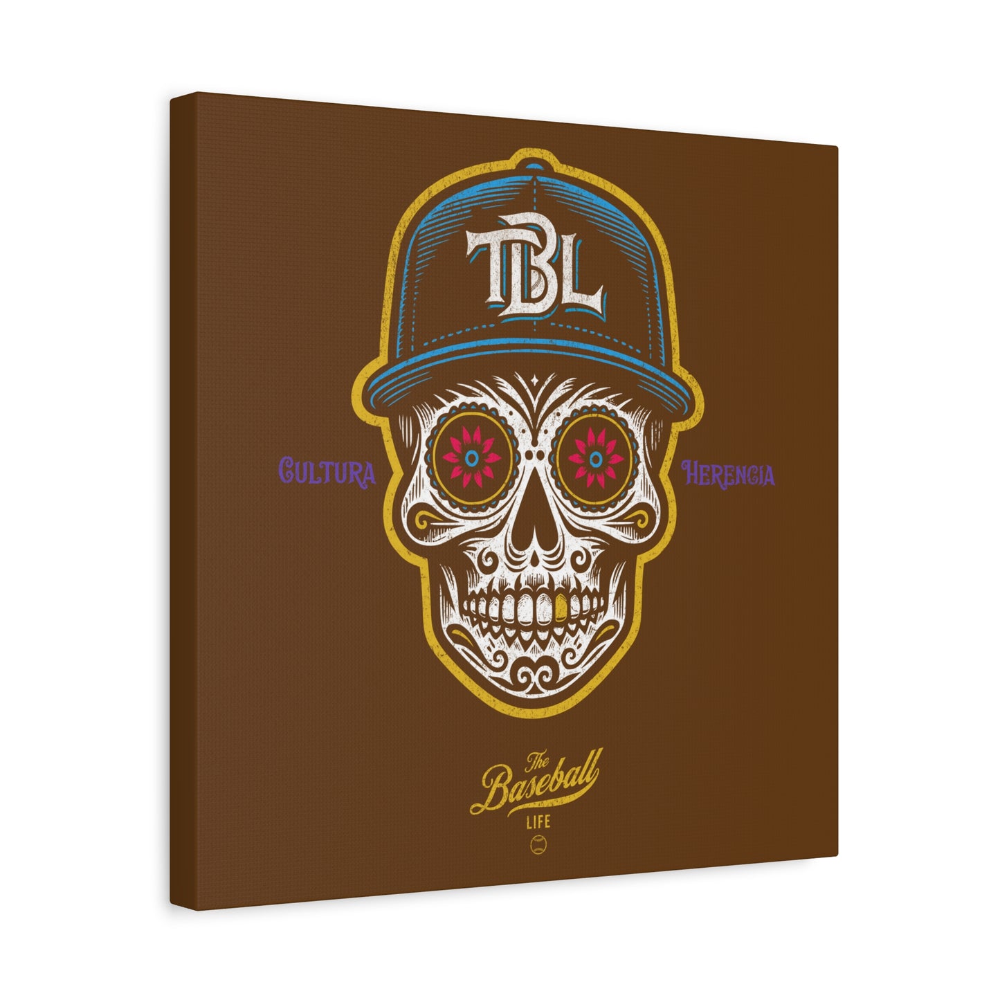 Beisbol Sugar Skull Series_Player 1 Wall Art Canvas_Brown