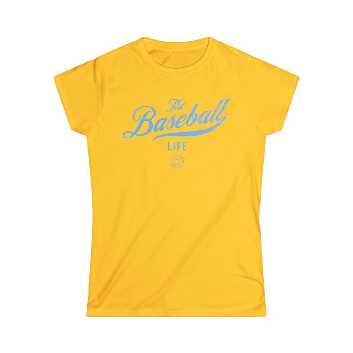 The Baseball Life Classic Script Tee_Women's_Carolina Blue Print
