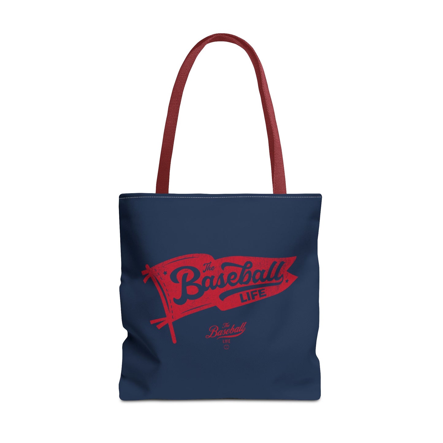 Vintage Pennant Tote Bag_Red Print on Navy