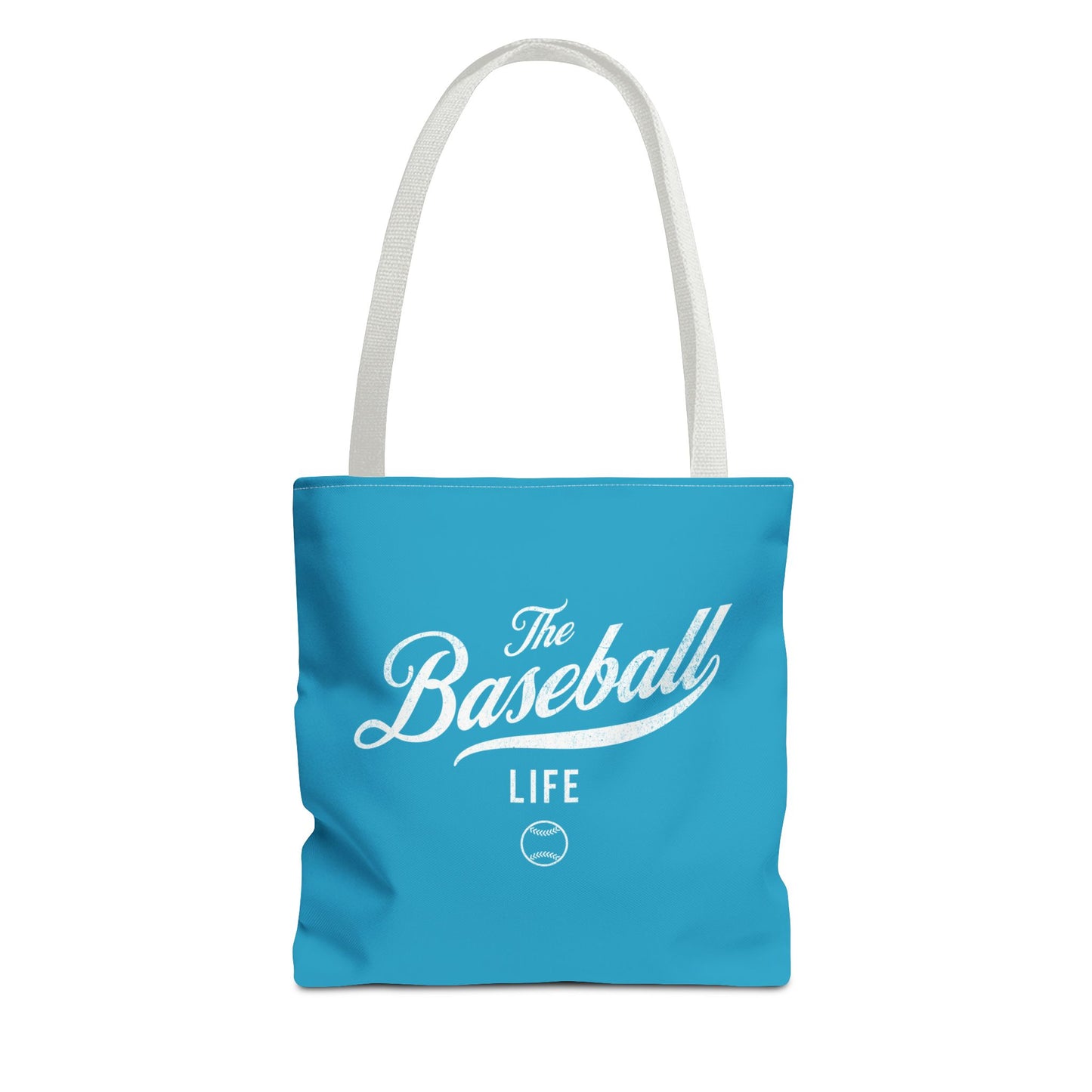 The Baseball Life Tote Bag_Turquoise w White Print