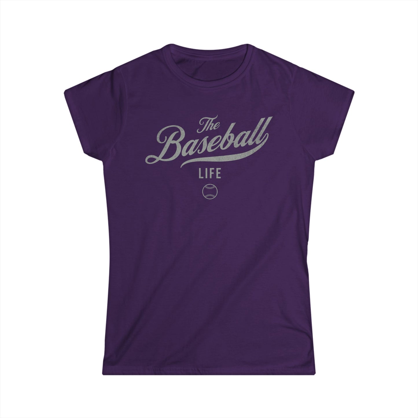 The Baseball Life Classic Script Tee_Women's_Silver Gray Print