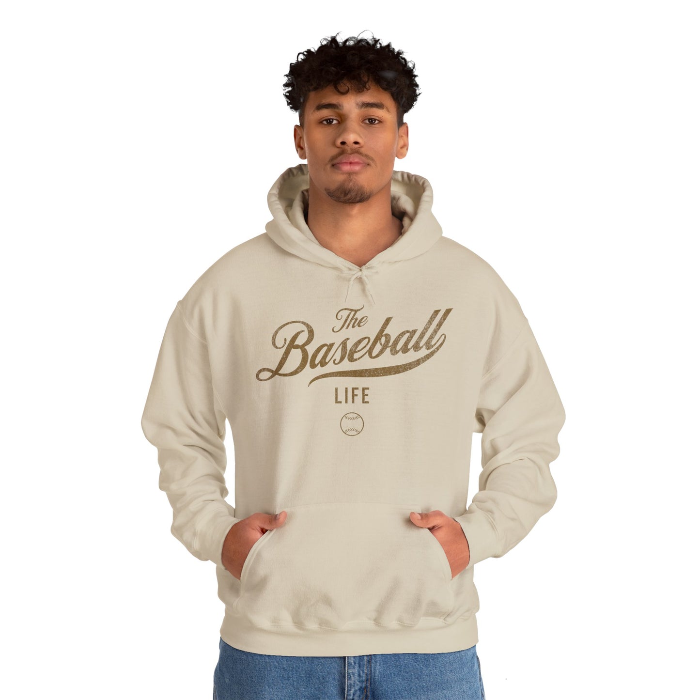 The Baseball Life Hoodie_Old Gold Print