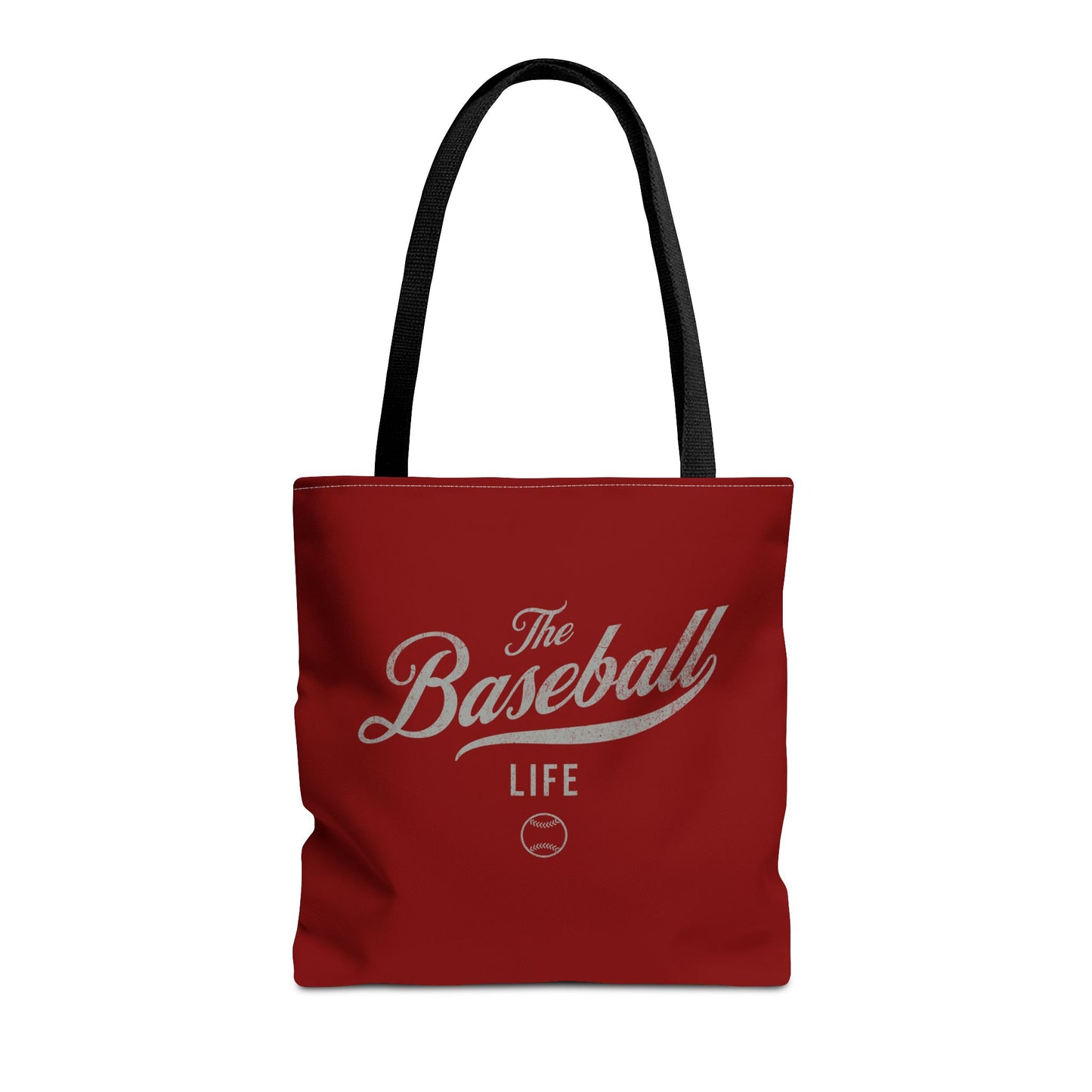 The Baseball Life Tote Bag_Maroon w Silver Gray Print