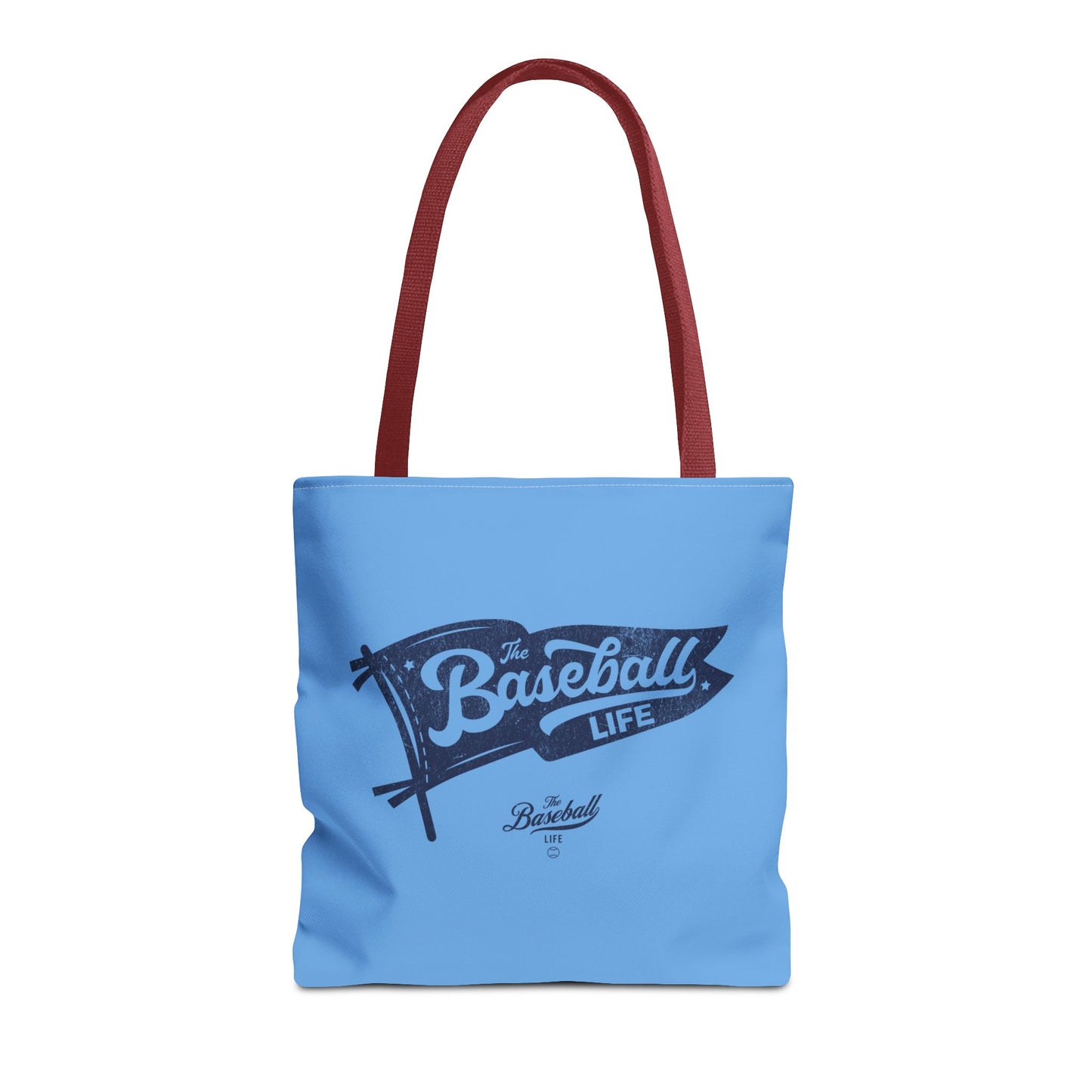Vintage Pennant Tote Bag_Navy Print on Carolina Blue