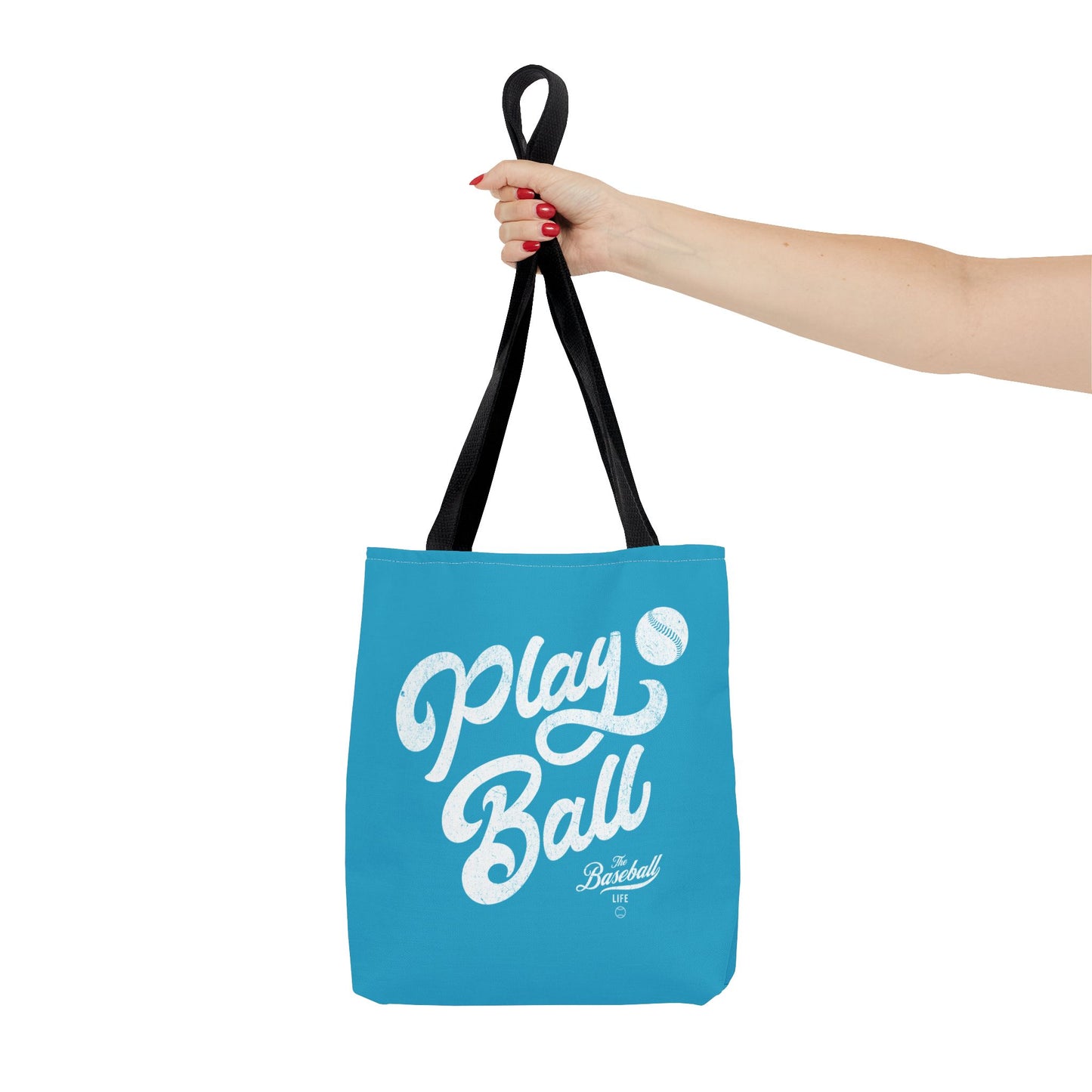 Play Ball Script Tote Bag_Turquoise