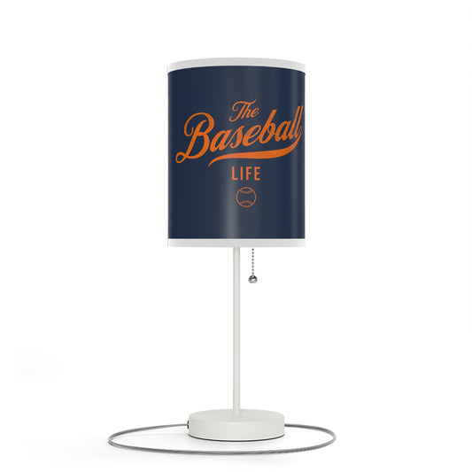 Table Lamp_Navy w Orange Print