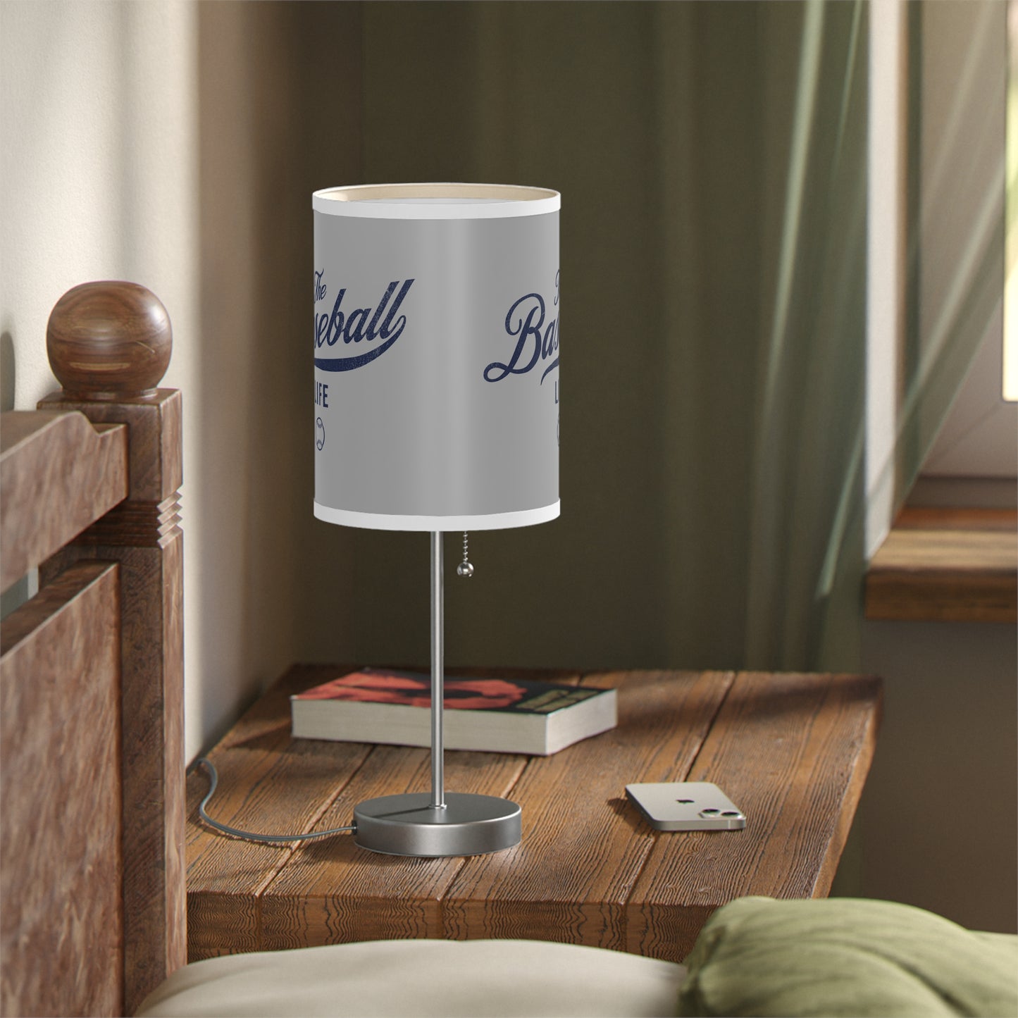Table Lamp_Silver Gray w Navy Print