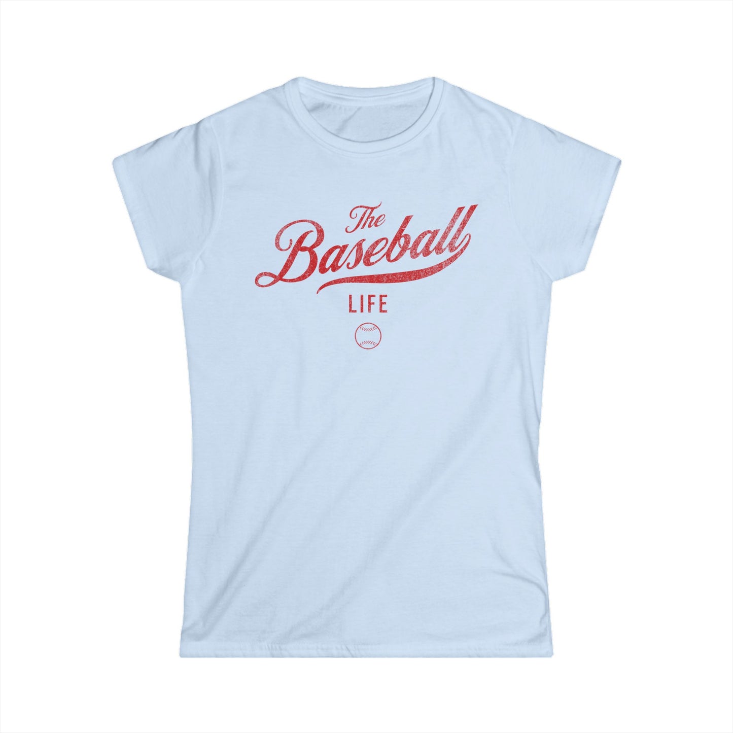 The Baseball Life Classic Script Tee_Women's_Red Print