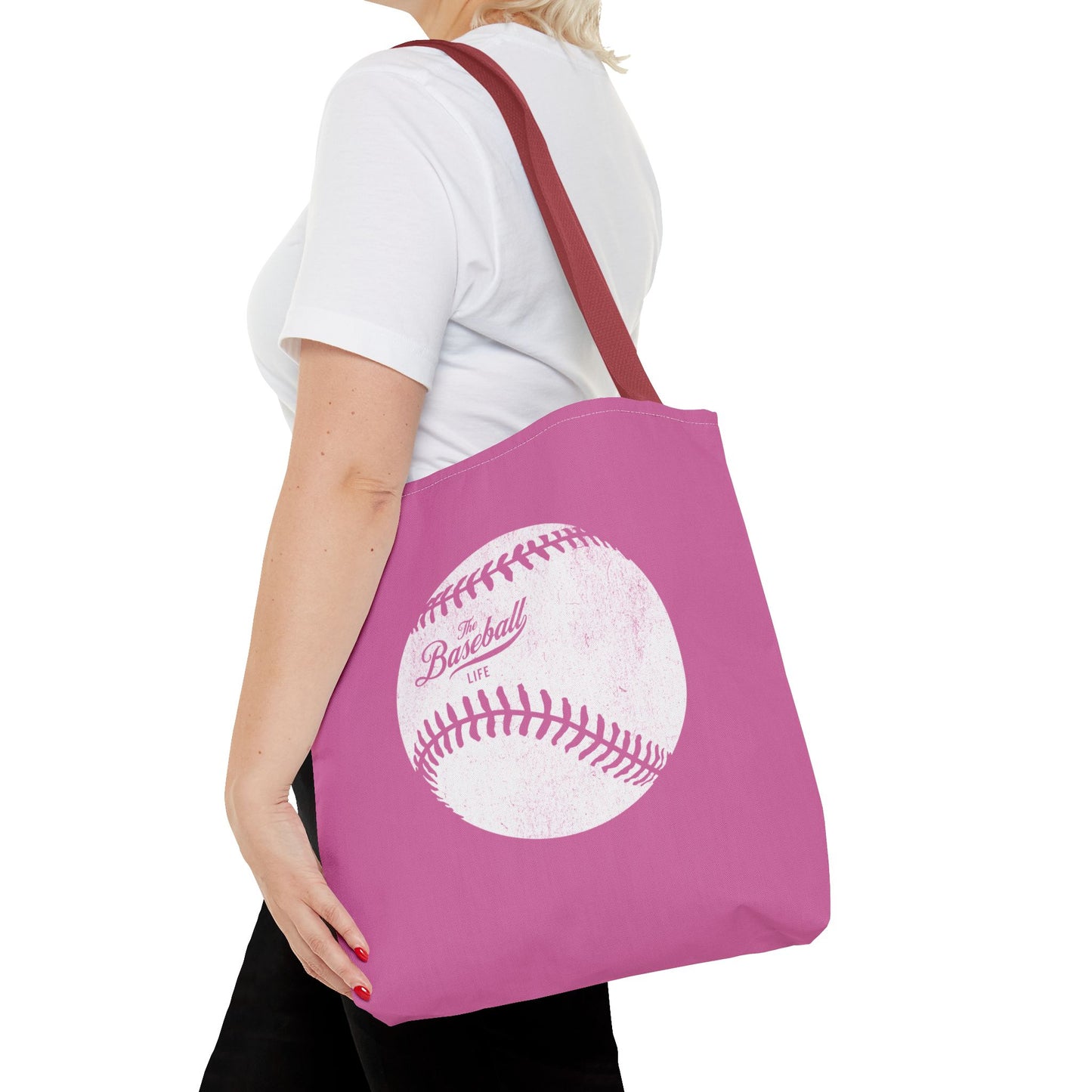 Weathered Baseball Tote Bag_Bubble Gum