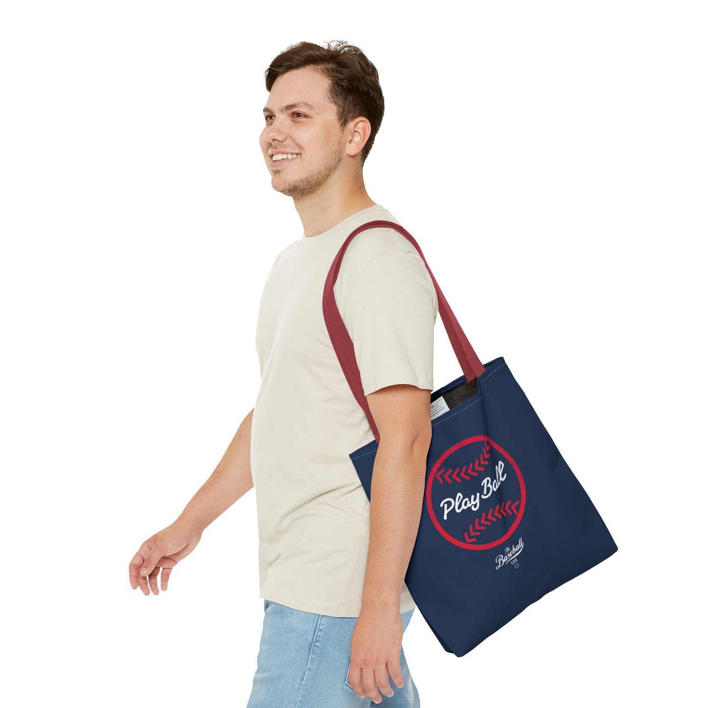 Baseball Icon Play Ball Tote Bag_Navy