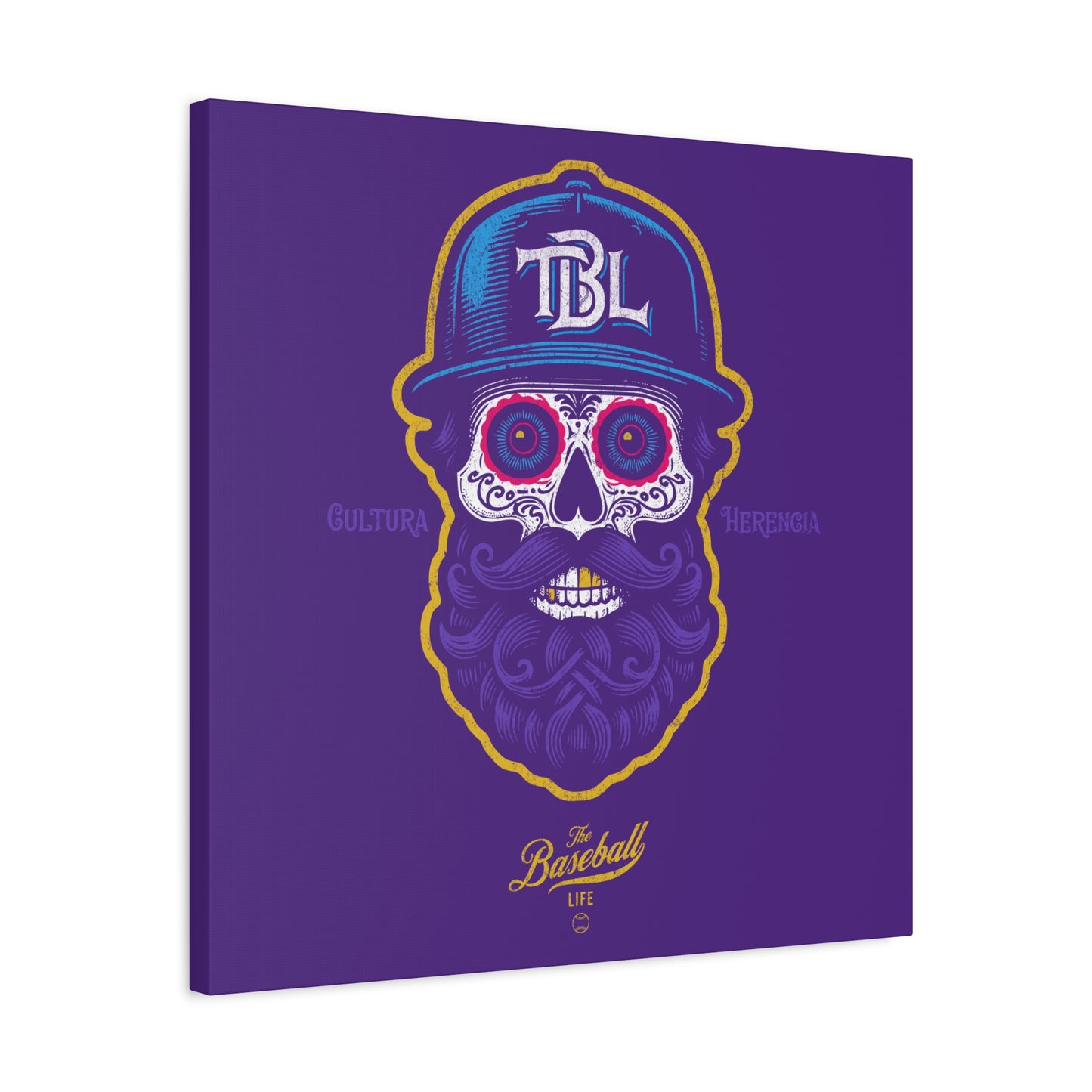 Beisbol Sugar Skull Series_Player 2 Wall Art Canvas_Purple