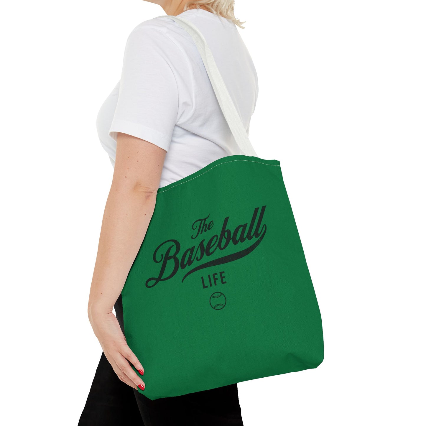 The Baseball Life Tote Bag_Green w Black Print