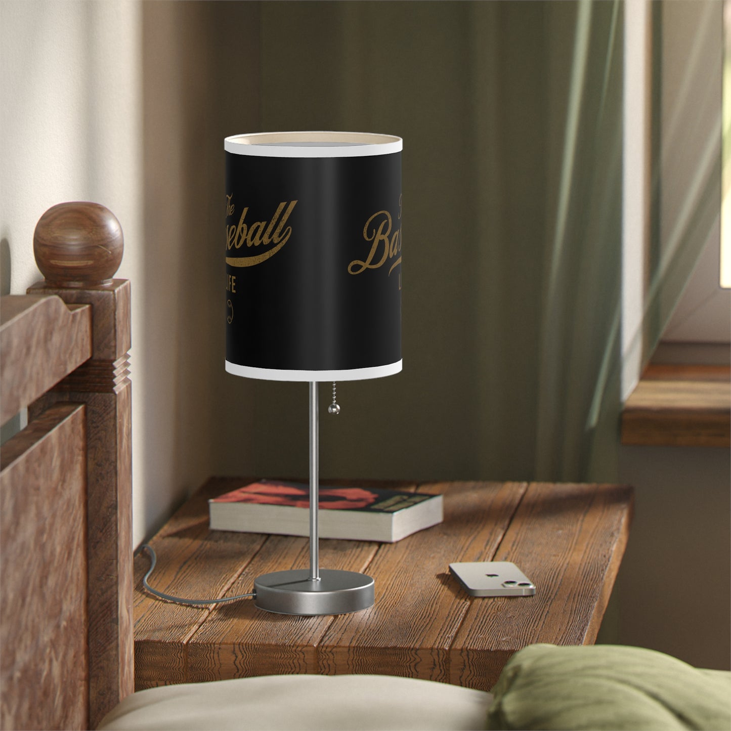 Table Lamp_Black w Old Gold Print