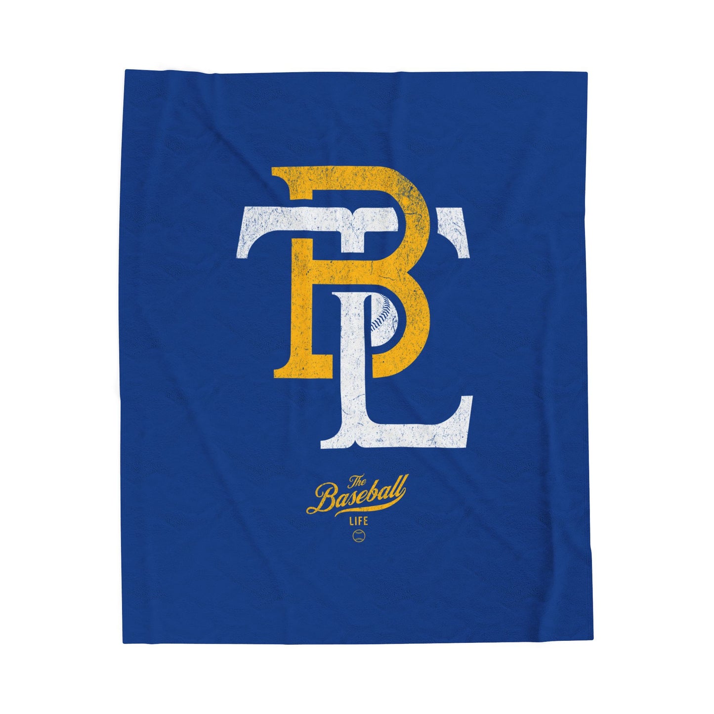 Velveteen Plush Blanket_The Baseball Life Retro Insignia_Royal Blue