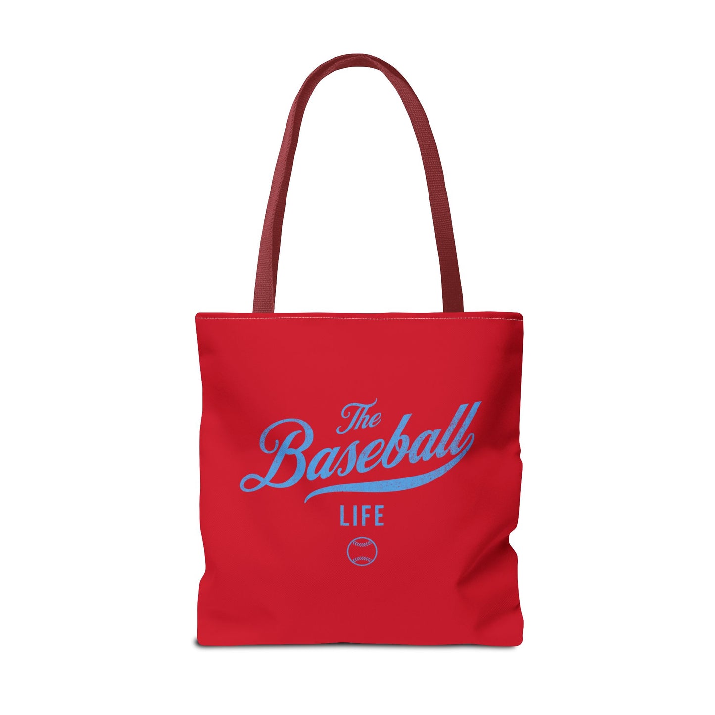 The Baseball Life Tote Bag_Red w Carolina Blue Print