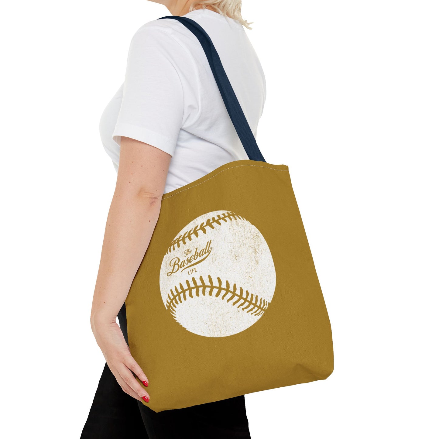 Weathered Baseball Tote Bag_Old Gold