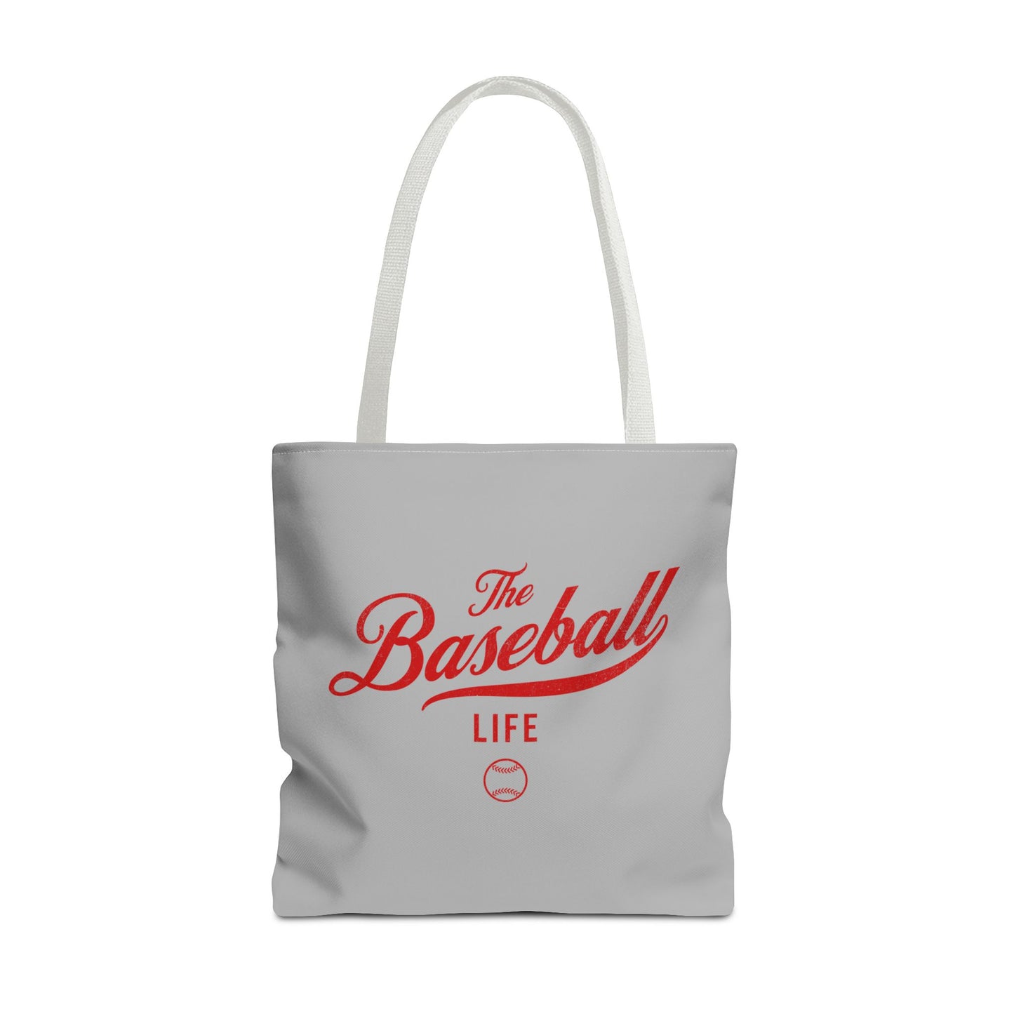 The Baseball Life Tote Bag_Gray w Red Print