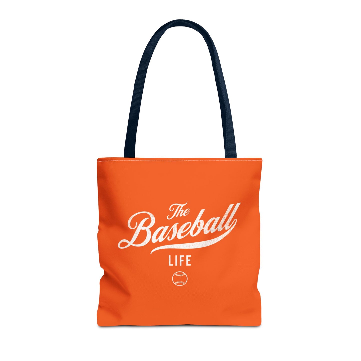 The Baseball Life Tote Bag_Orange w White Print