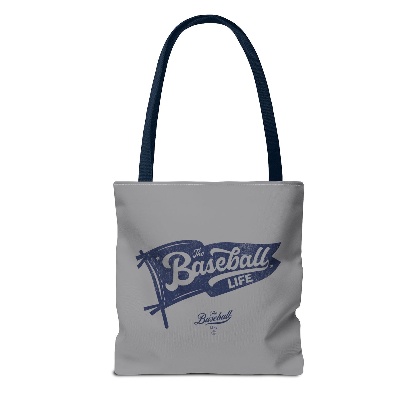 Vintage Pennant Tote Bag_Navy Print on Medium Gray