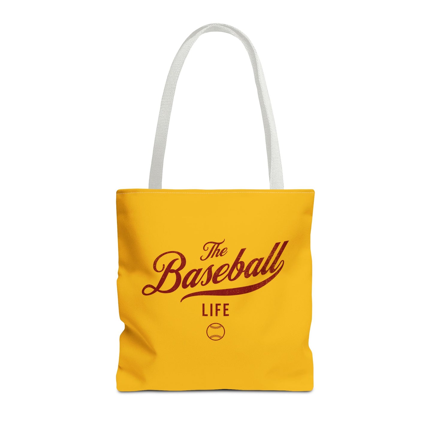 The Baseball Life Tote Bag_Yellow Gold w Maroon Print