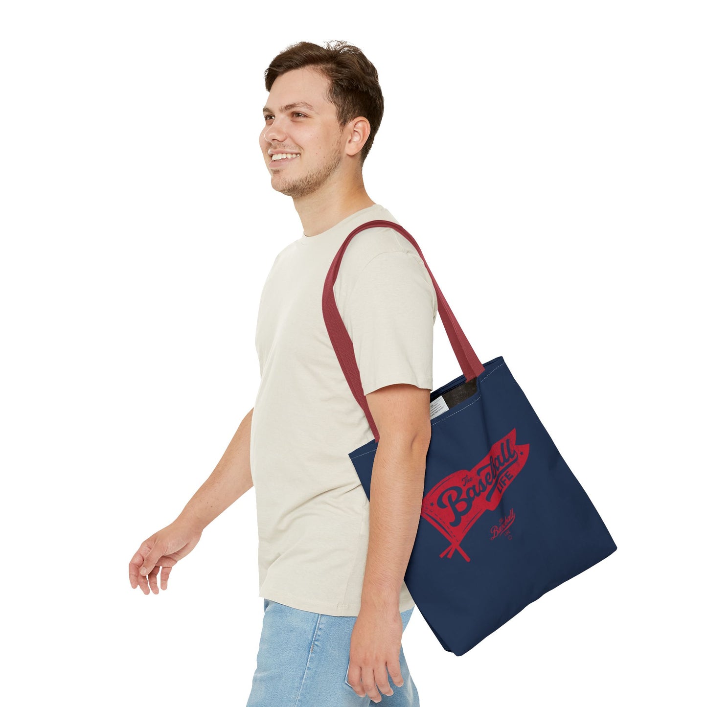Vintage Pennant Tote Bag_Red Print on Navy