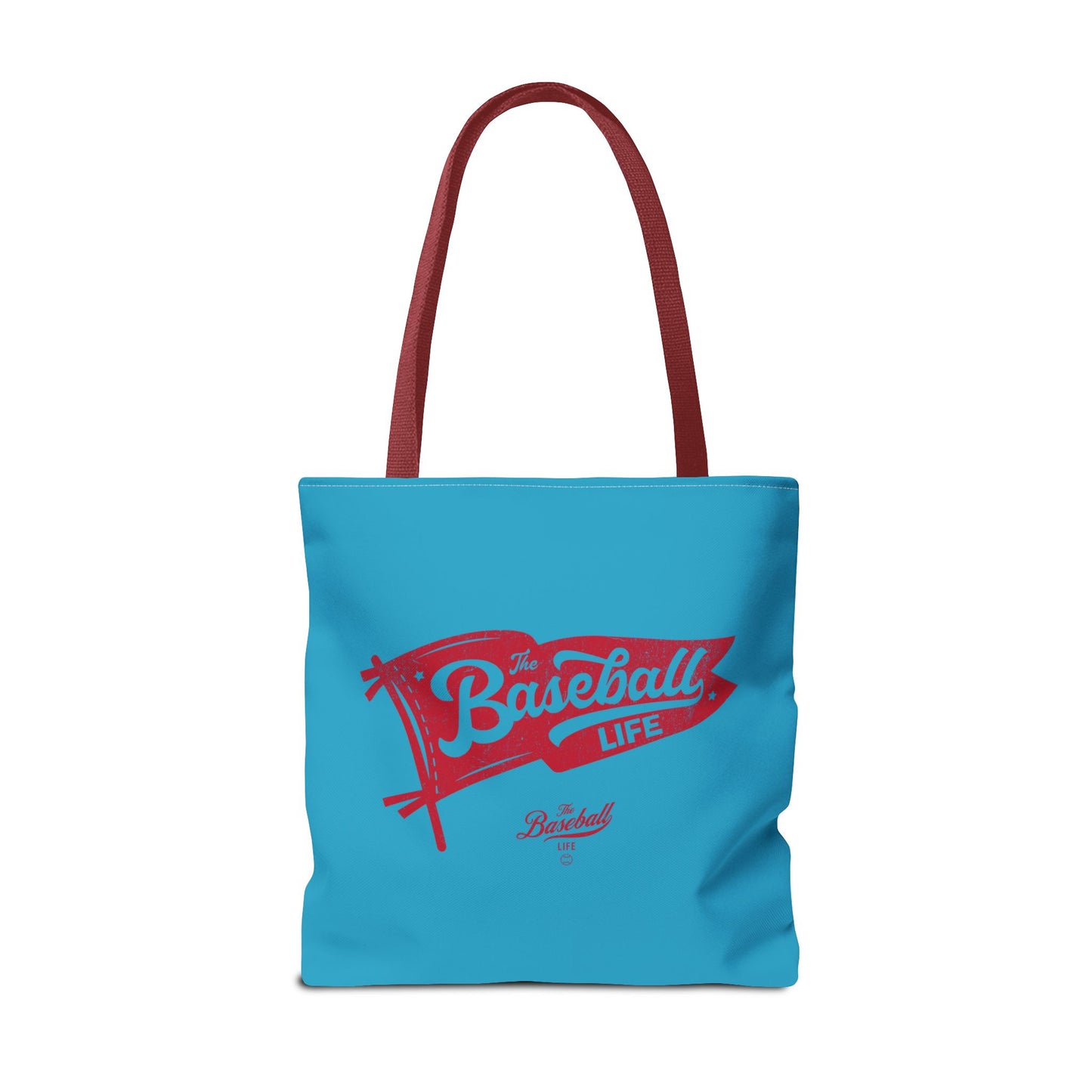 Vintage Pennant Tote Bag_Red Print on Turquoise