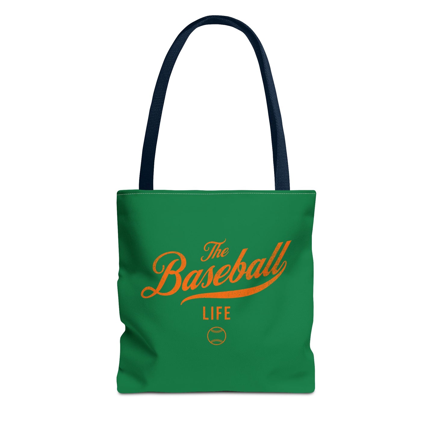 The Baseball Life Tote Bag_Green w Orange Print