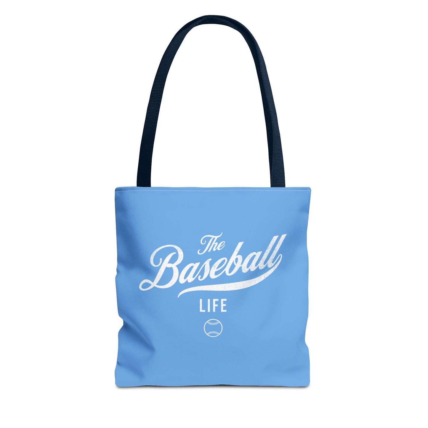 The Baseball Life Tote Bag_Carolina Blue w White Print