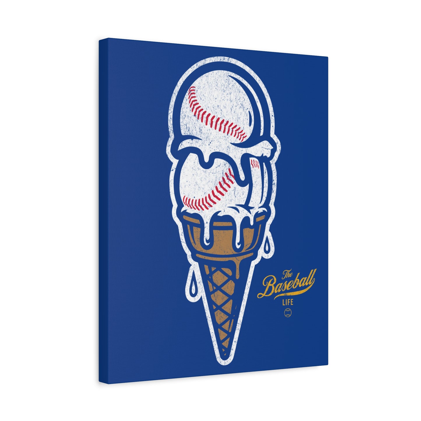 Baseball Ice Cream Cone Wall Art Canvas_Royal Blue