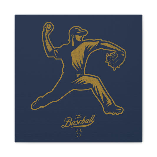 Pitcher Icon Wall Art Canvas_Navy