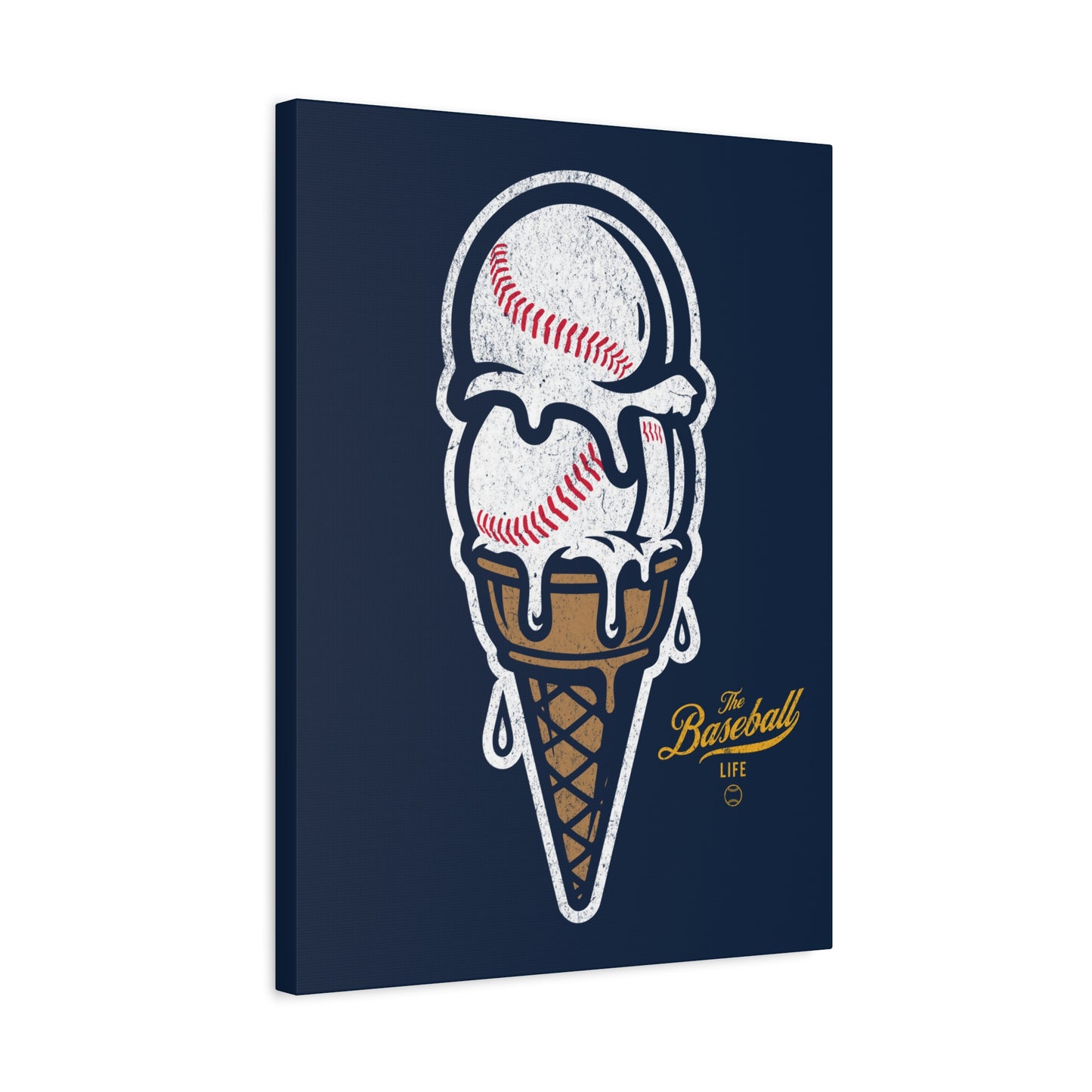 Baseball Ice Cream Cone Wall Art Canvas_Navy