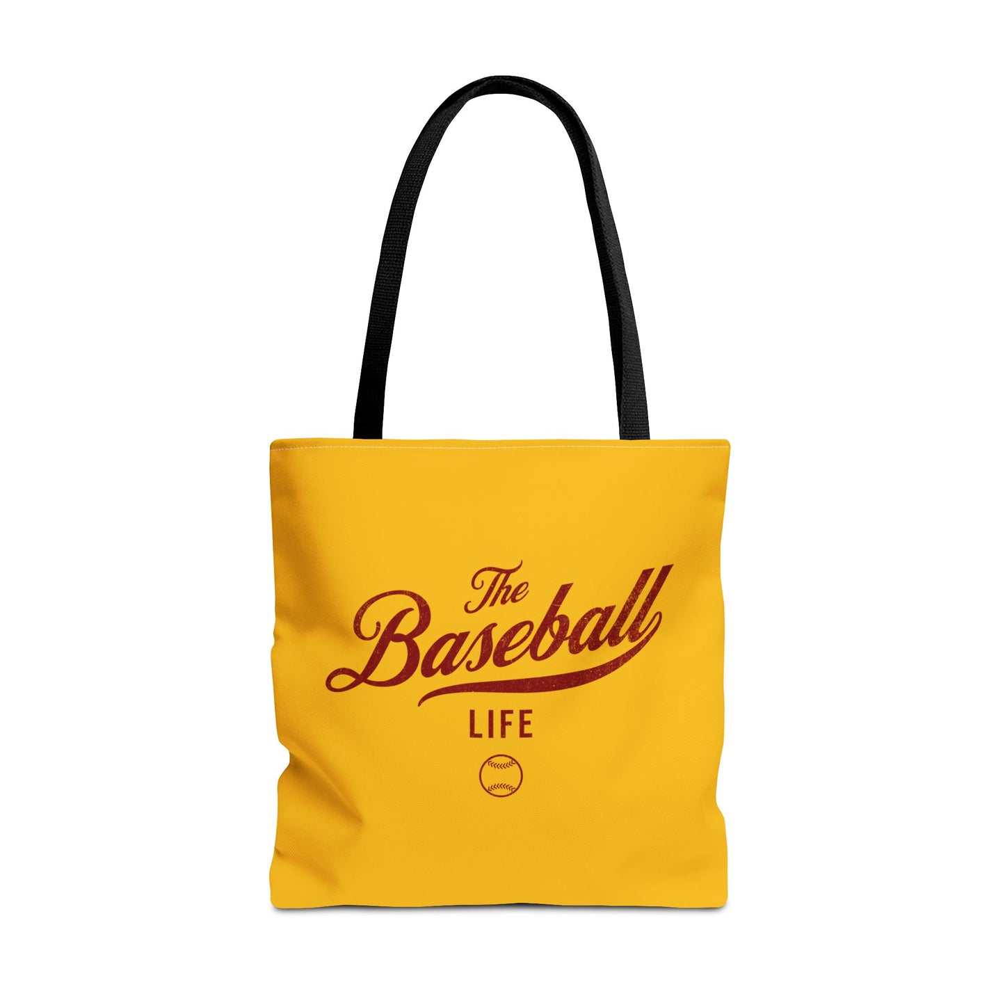 The Baseball Life Tote Bag_Yellow Gold w Maroon Print