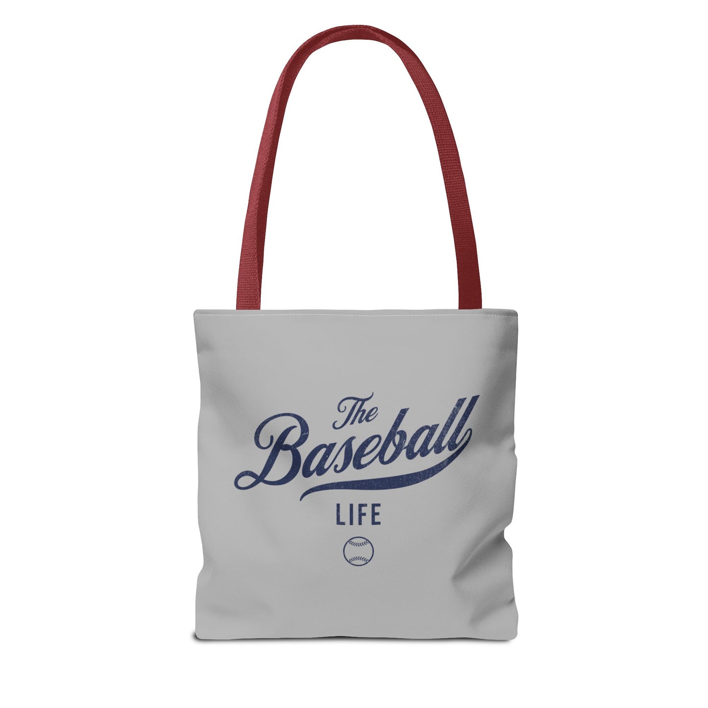 The Baseball Life Tote Bag_Gray w Navy Print