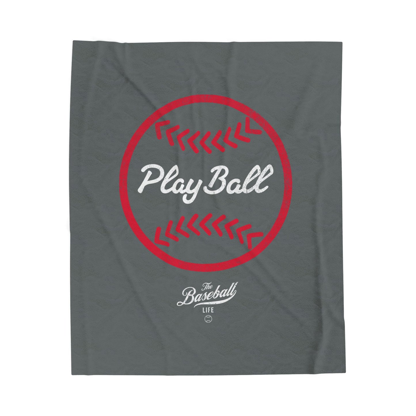 Velveteen Plush Blanket_Play Ball Graphic Baseball_Dark Gray