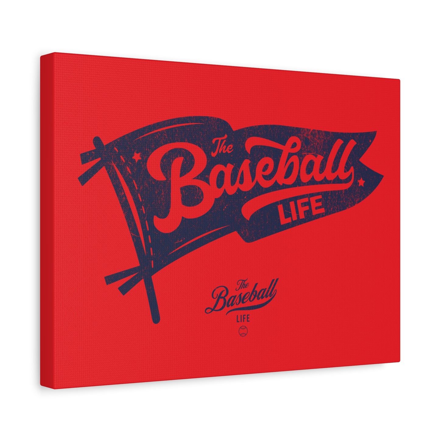 Classic Pennant Wall Art Canvas_Navy Print on Red