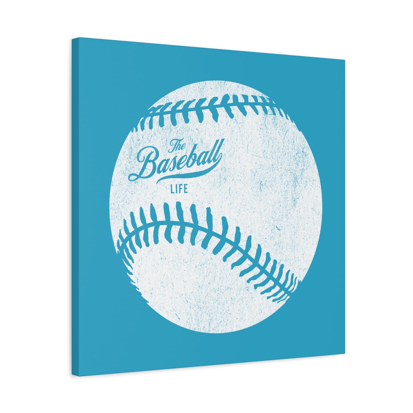 Weathered Baseball Wall Art Canvas_Aqua