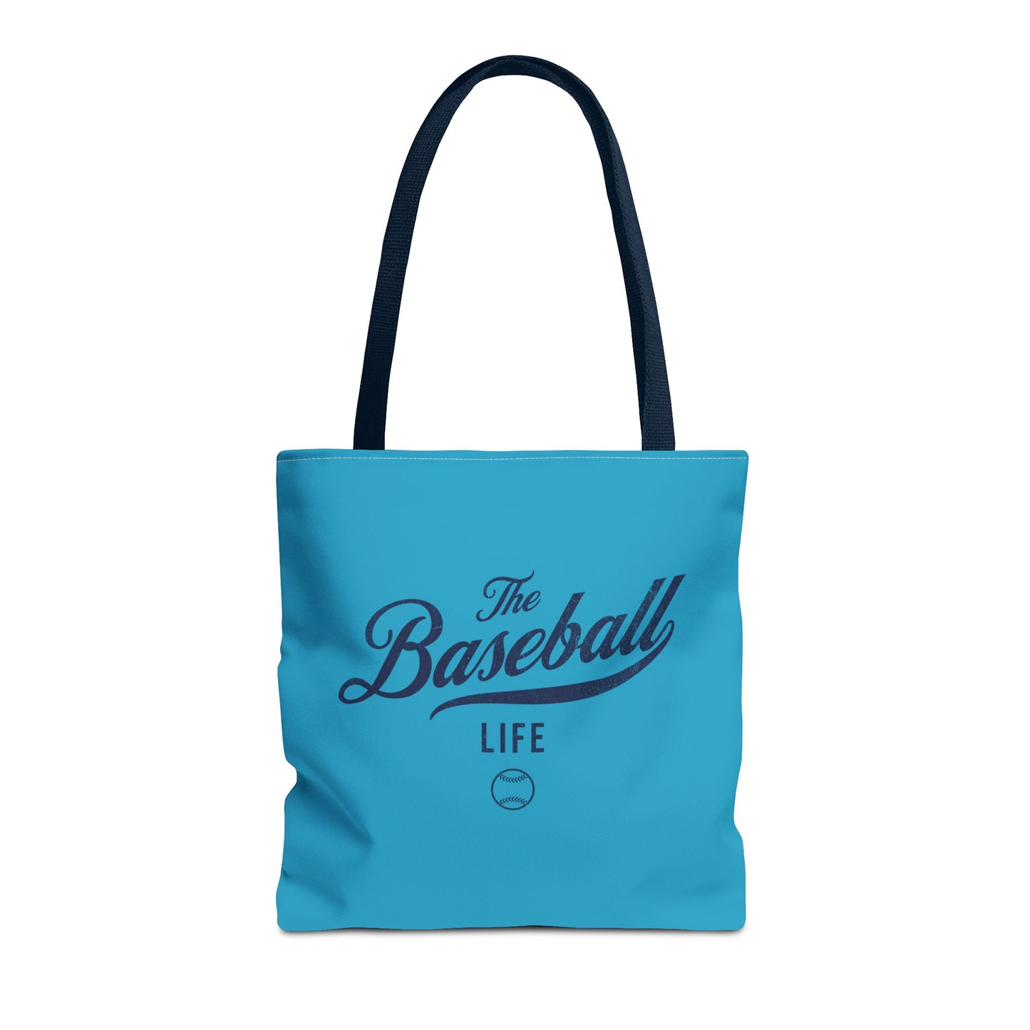 The Baseball Life Tote Bag_Turquoise w Navy Print