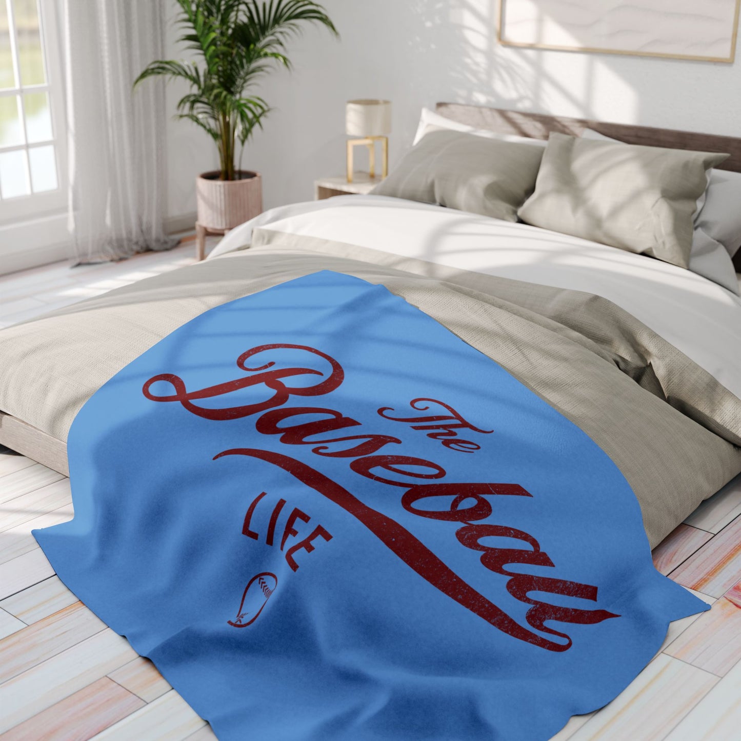 Fleece Blanket_Carolina Blue w Maroon Print