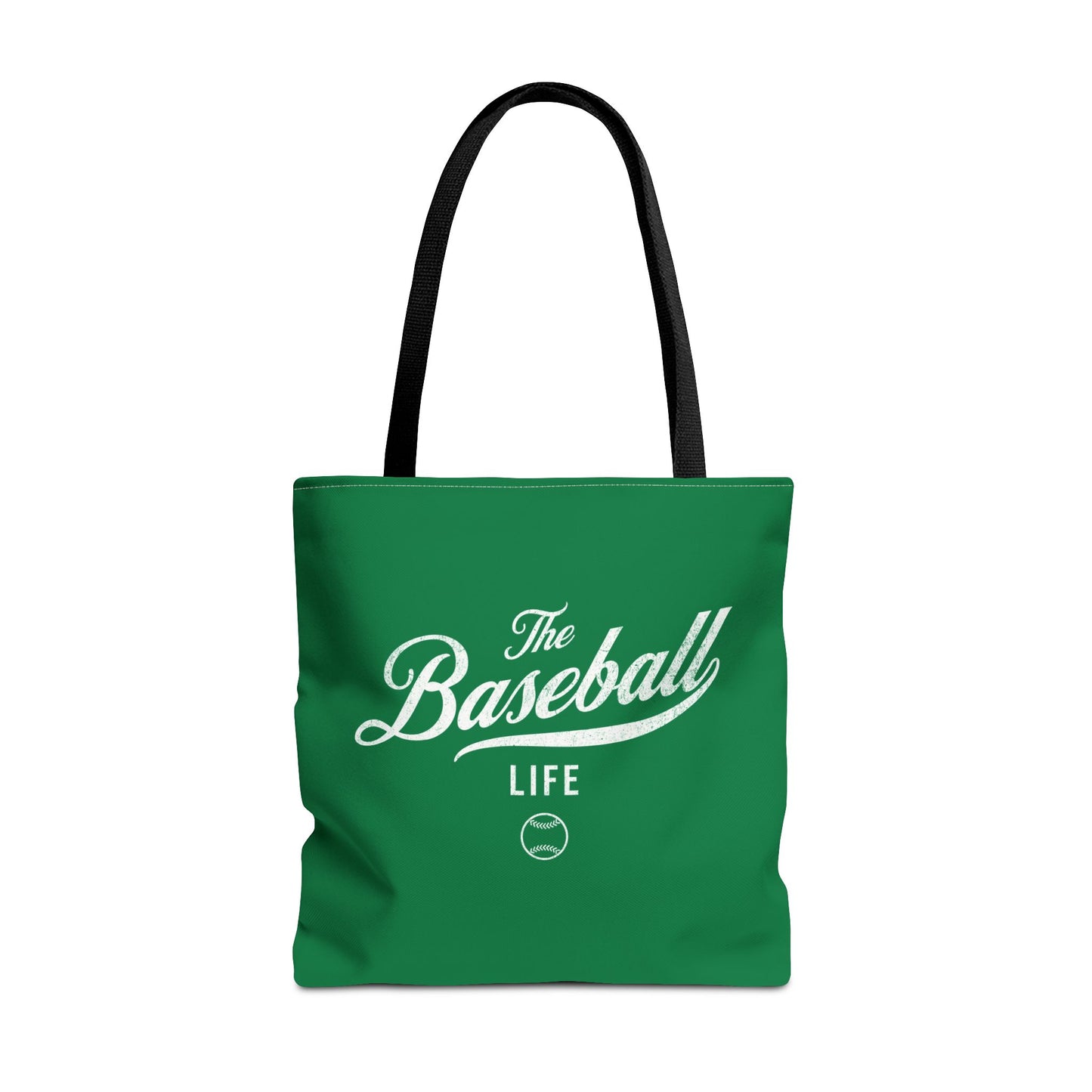 The Baseball Life Tote Bag_Green w White Print