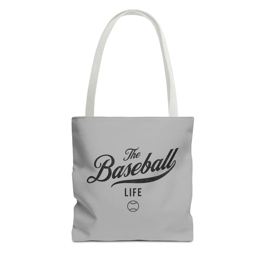 The Baseball Life Tote Bag_Gray w Black Print