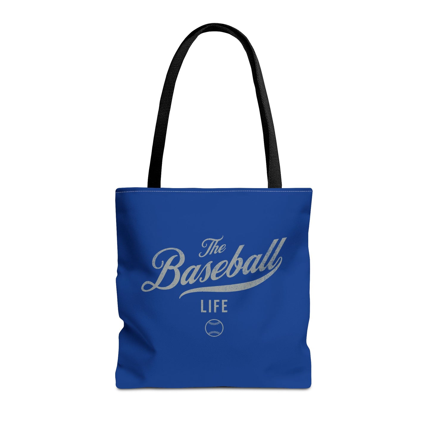 The Baseball Life Tote Bag_Royal Blue w Silver Gray Print