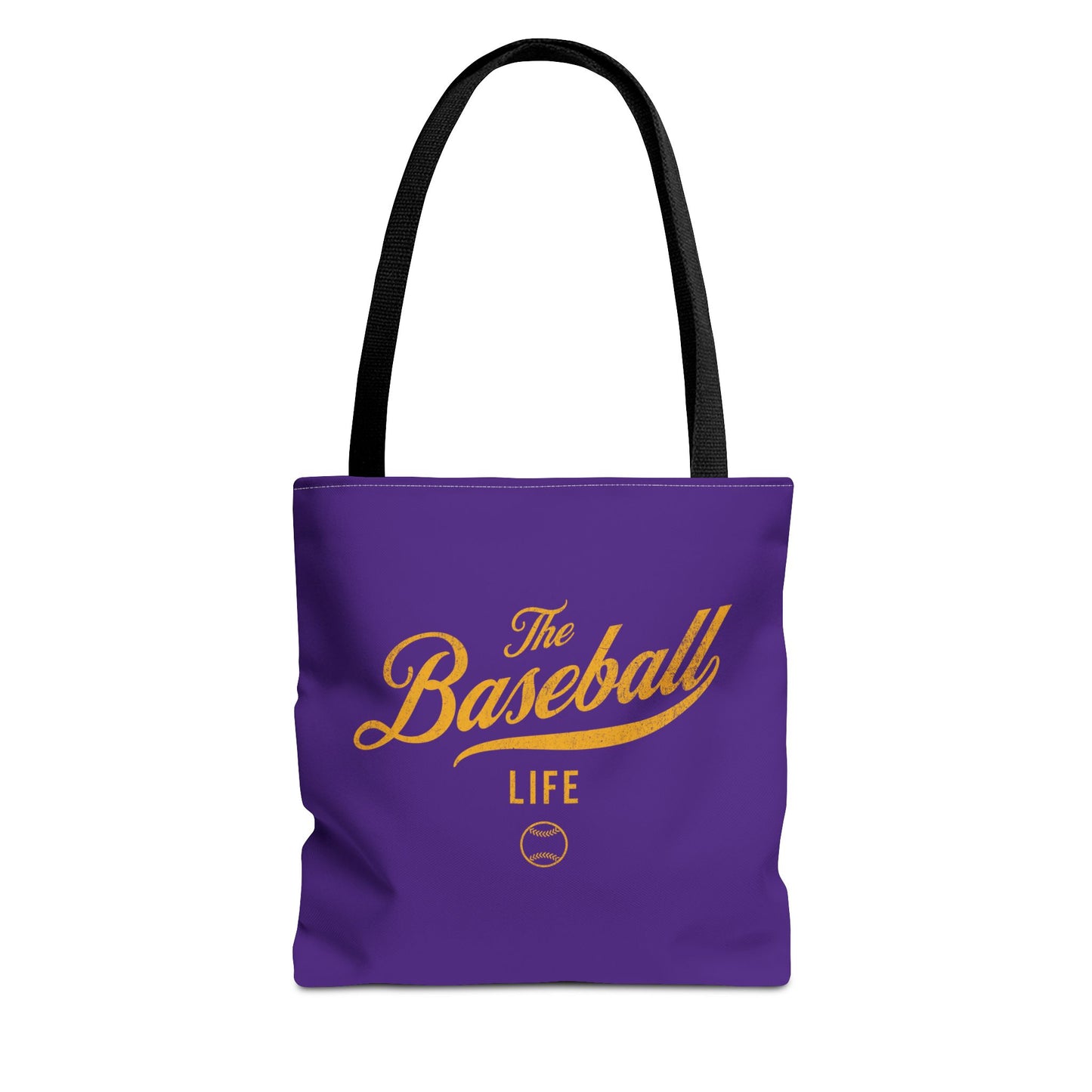 The Baseball Life Tote Bag_Purple w Yellow Gold Print