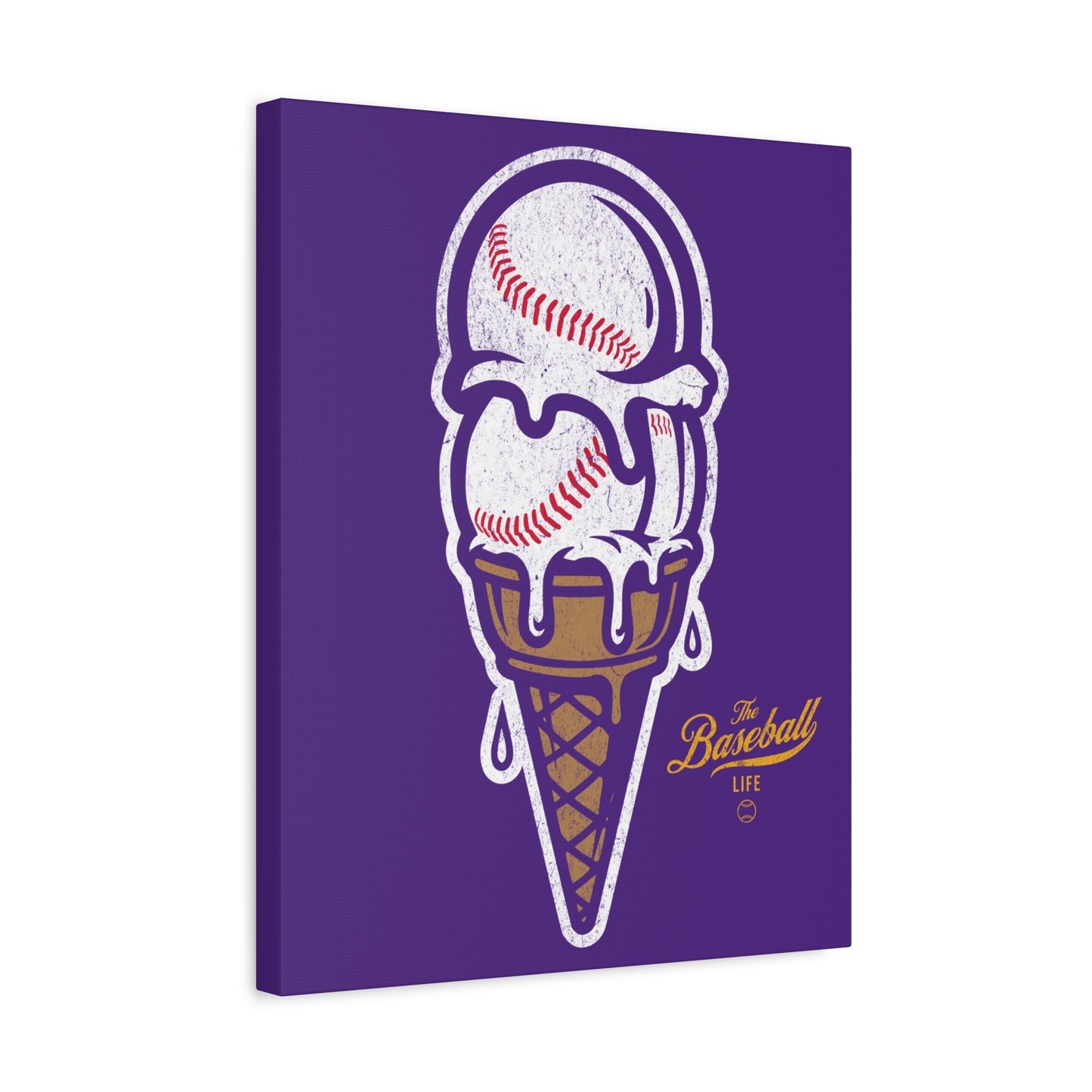 Baseball Ice Cream Cone Wall Art Canvas_Purple