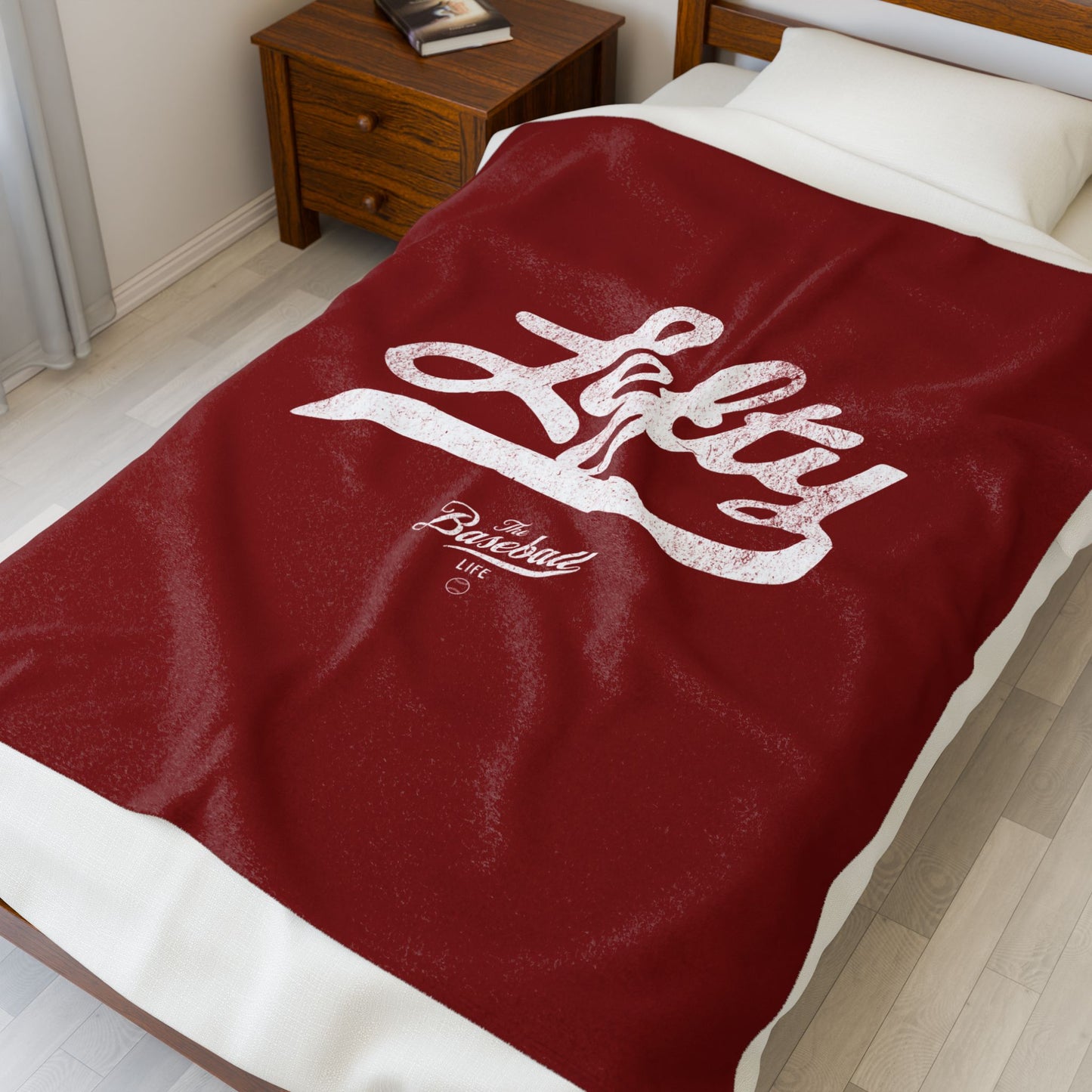 Velveteen Plush Blanket_Lefty_Maroon