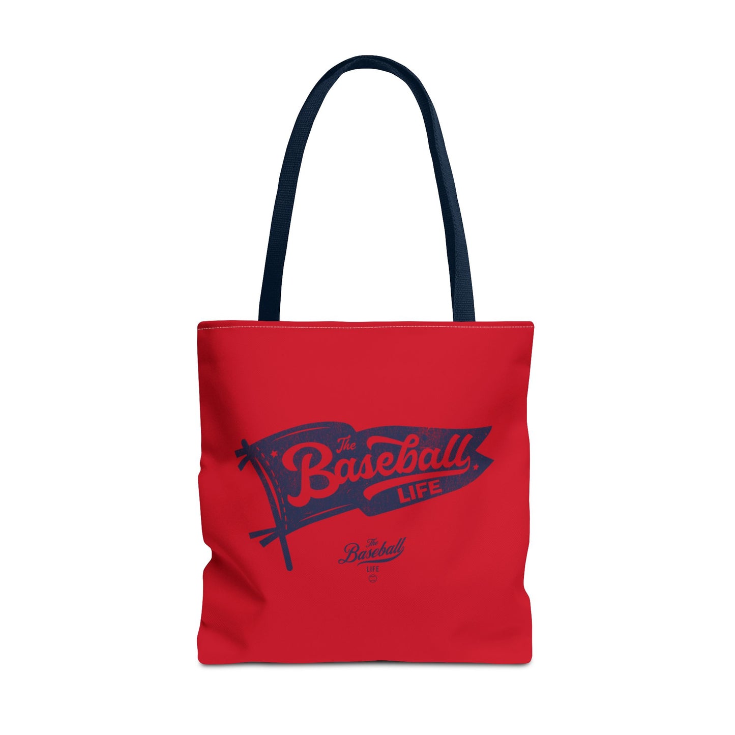 Vintage Pennant Tote Bag_Navy Print on Red