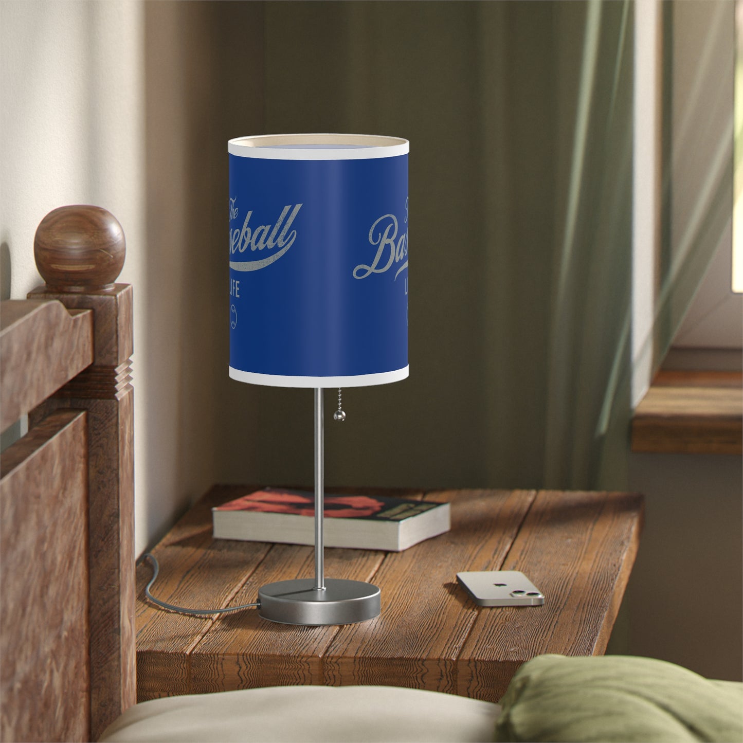 Table Lamp_Royal Blue w Silver Gray Print